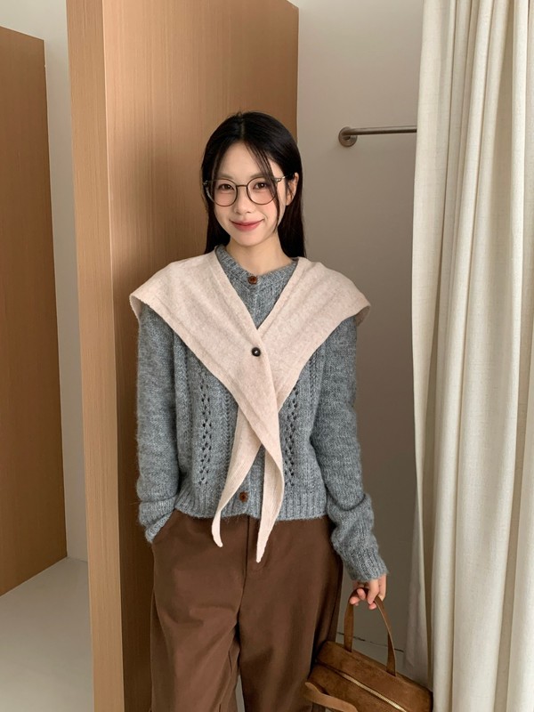 秋冬纯羊毛披肩女韩系慵懒感时髦简约外搭纯色交叉小坎肩衬衫披肩|undefined