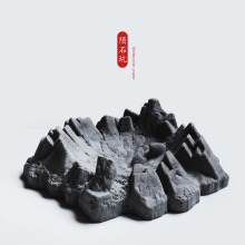 陨石坑创意造景鱼缸假山装饰水族箱摆件工艺品水泥环保材料人造石