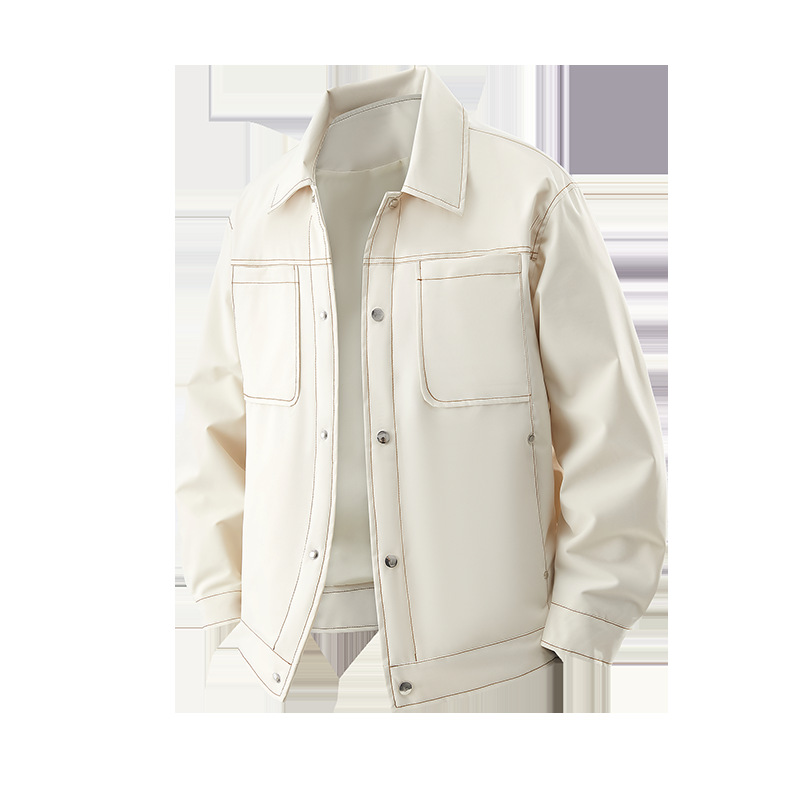 Men's Breathable Waterproof Workwear Shirt Jacket Stand Collar_voghion.com
