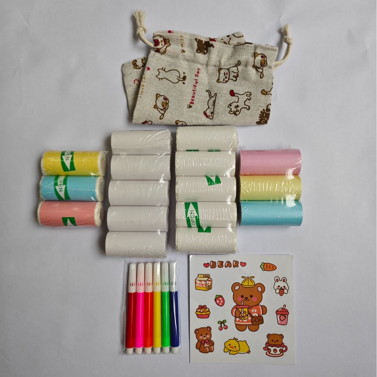 Mini impresora de papel térmico 57*25mm, etiqueta autoadhesiva, papel colorido, papel para recibos de caja registradora, papel para imprimir etiquetas
