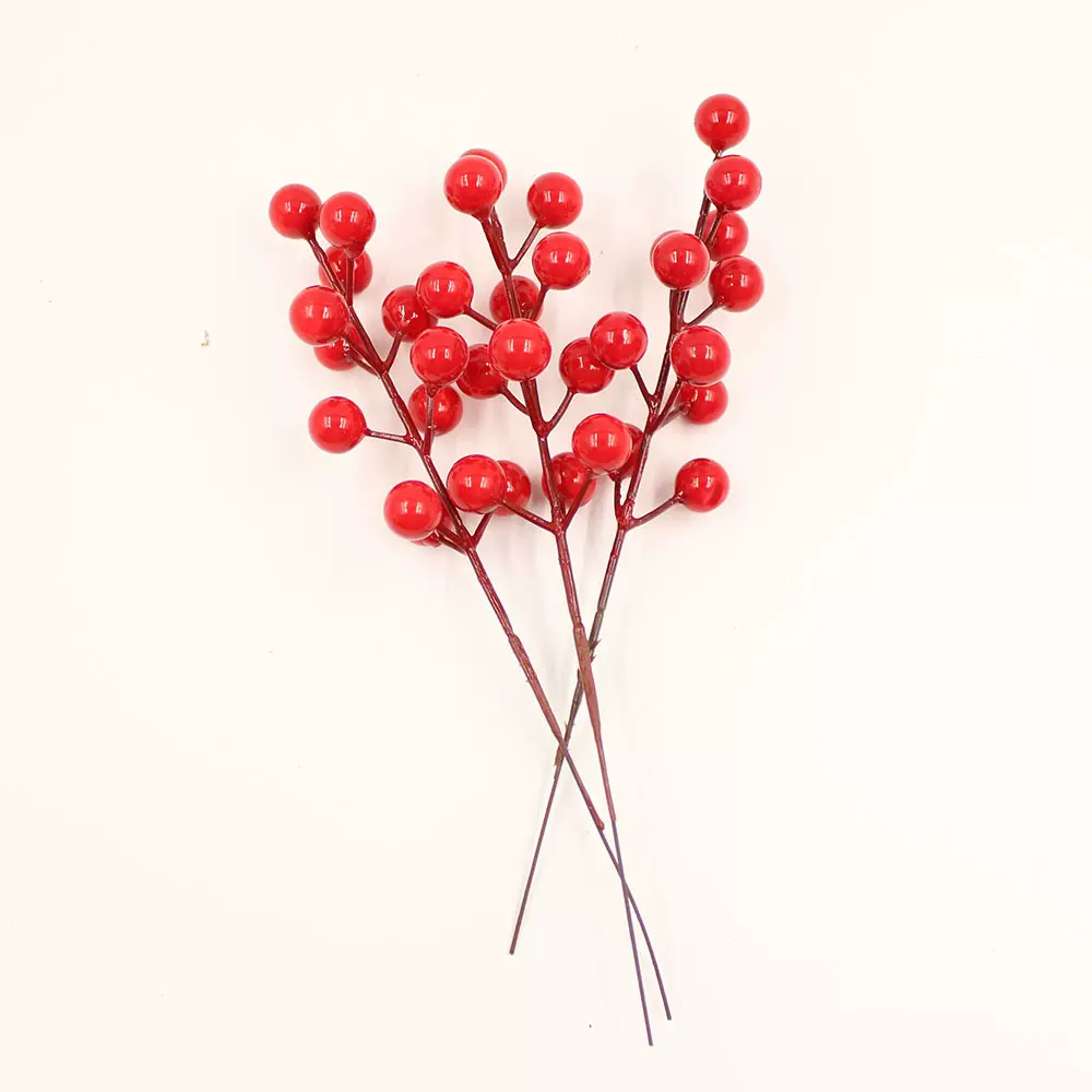 红果发财果红浆果12叉7叉红果石榴果冬青圣诞花环装饰圣诞树装饰