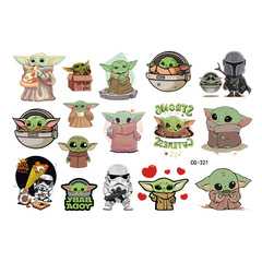 Yoda Baby Alien One-Time Temporary Tattoo for Kids, Birthday Party Temporary Tattoes, Water Transfer Tattoos