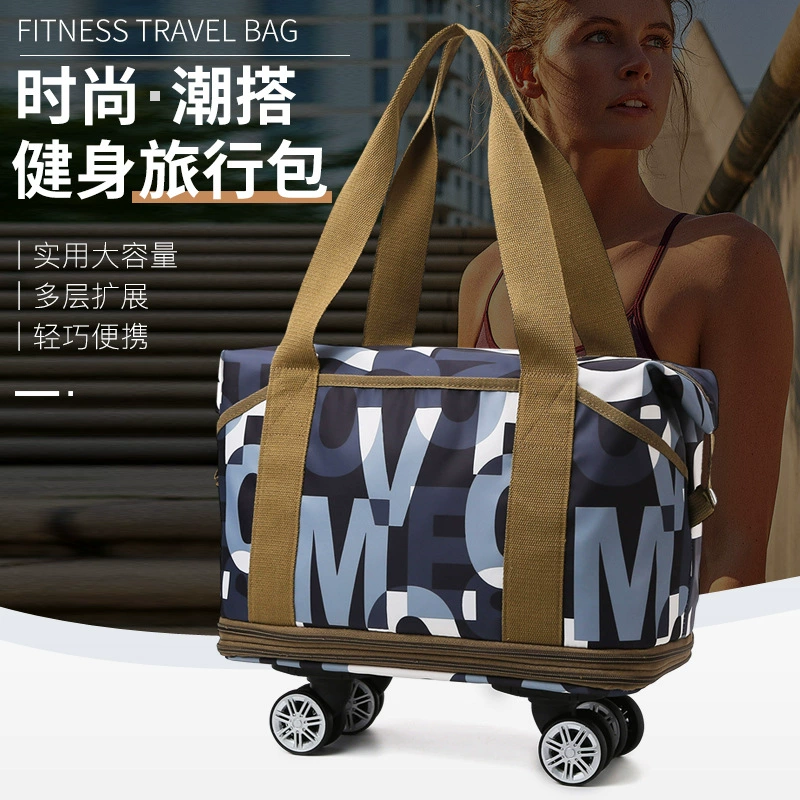 Новый стиль большой емкости с колесами сумка Модная студенческая портативная дорожная сумка крышка тележка багажная сумка для беременных