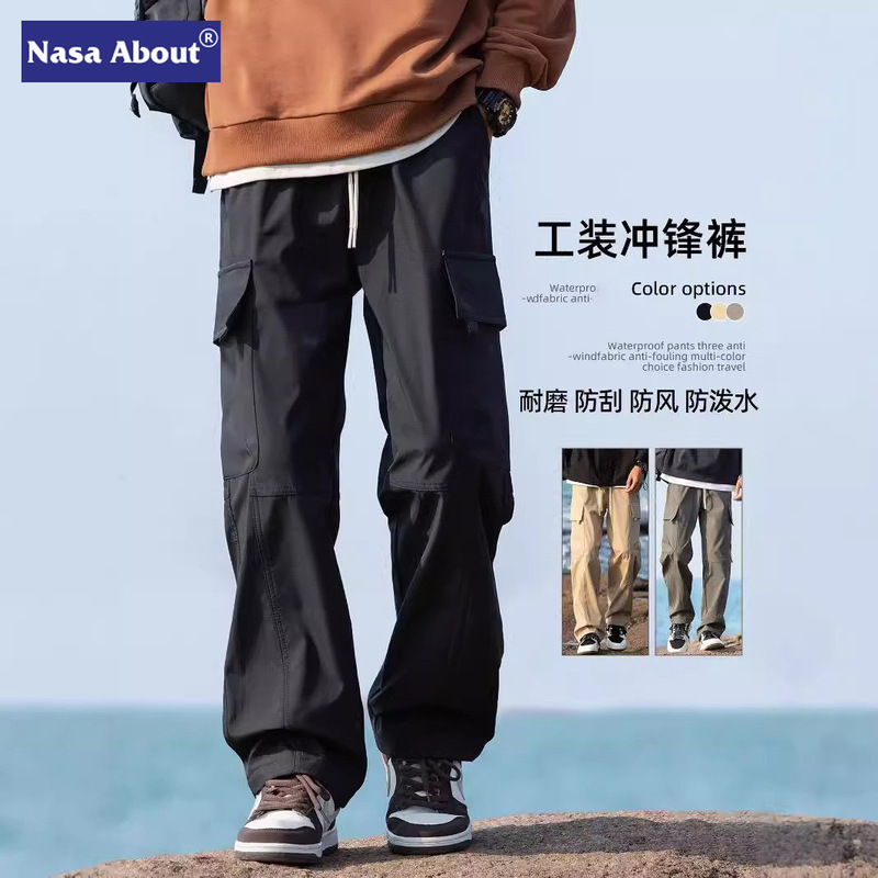 NASA Charge Pants Men's Spring and Autumn Outdoor Sports Waterproof Mountaineering Pants Loose Straight Tooling Casual Long Pants