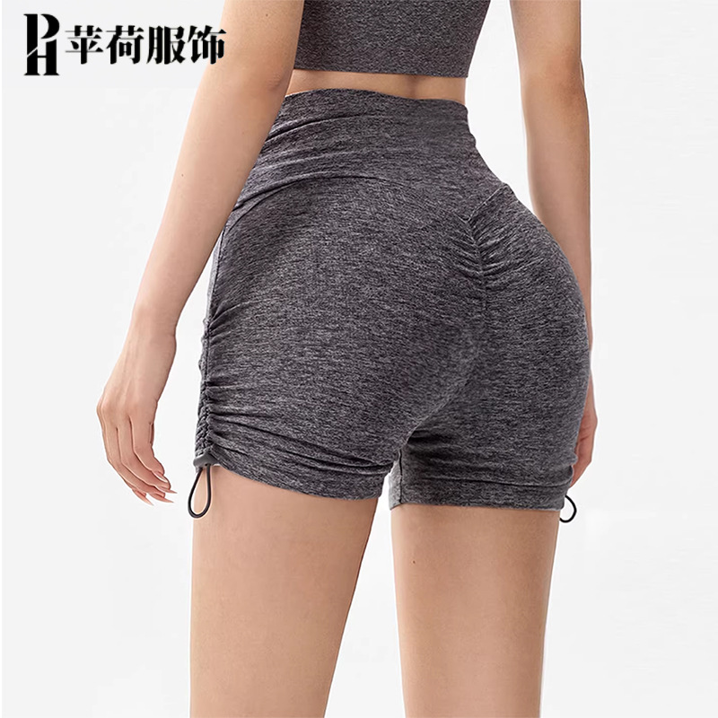 Yoga Drawstring Sports Shorts for Women, Summer High-Waisted Tight-Fitting Yoga Shorts, Suitable for Running, Training, Cycling, and Fitness