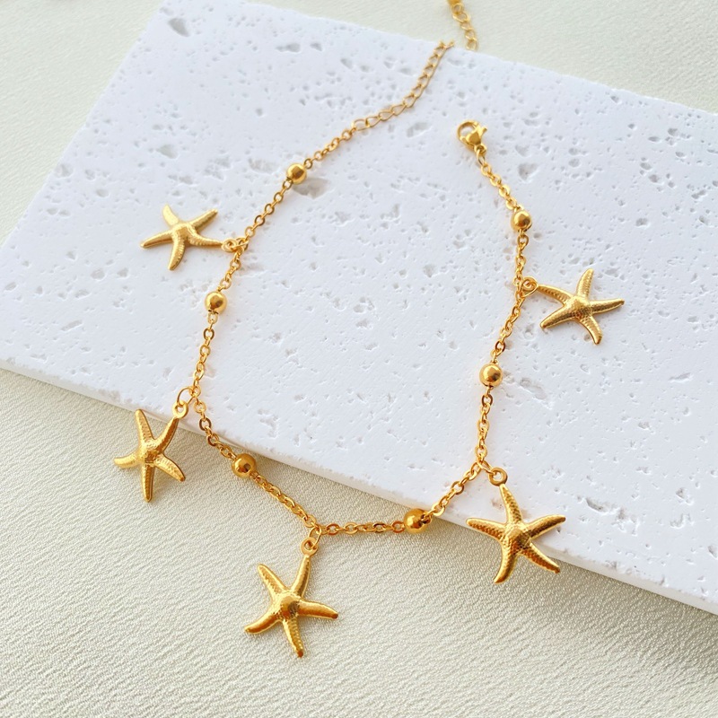 Classic Style Starfish Dolphin Stainless Steel Plating 18k Gold Plated Women's Anklet display picture 3