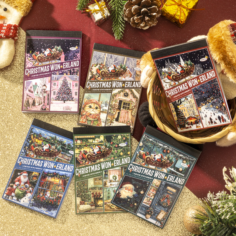 Ketchup Girl Christmas Theme Double Material Sketchup Sticker Libro de pegatinas Christmas Wondge Fun Divertido material de bricolaje