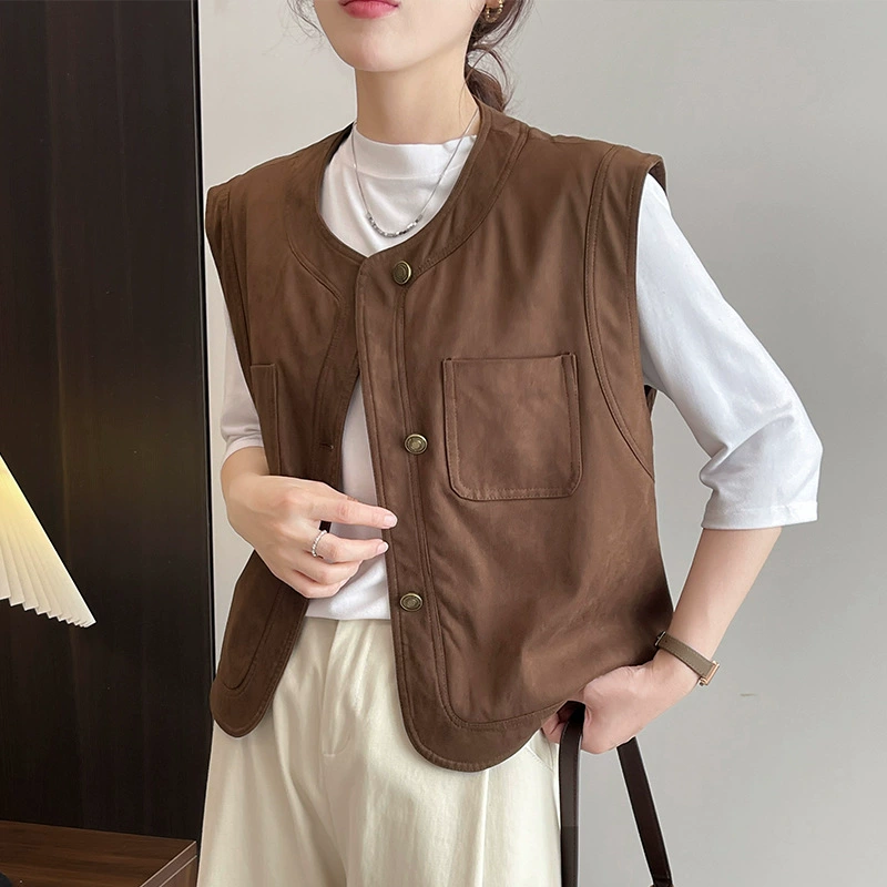 Ретро дизайн чувствует жилет женский весна и осень 2025 новый маленький человек носит дикий безрукавный жилетный топ