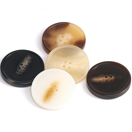 High-grade imitation horn button windbreaker coat cardigan jacket black suit button camel round all-match cufflinks