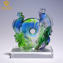 淄博琉璃鱼摆件公司开业实用大气家居饰品工艺品乔迁客厅办公室