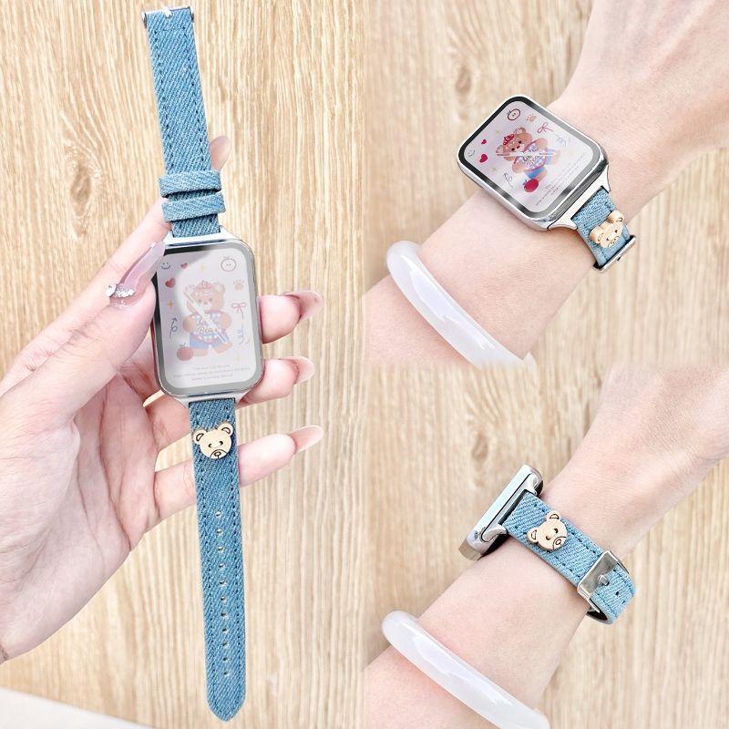 For Mi Band 8Pro Strap 9Pro Genuine Leather Horseshoe Buckle Red Rice Watch5/4 Wristband High Sense Women's