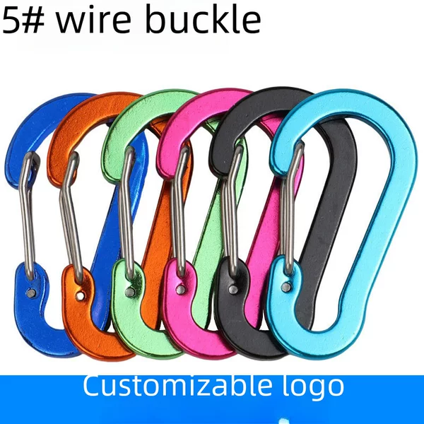Outdoor mountaineering buckle S-shaped aluminum alloy quick hook No.5 gourd-shaped flat buckle steel wire spring quick hanging buckle wholesale