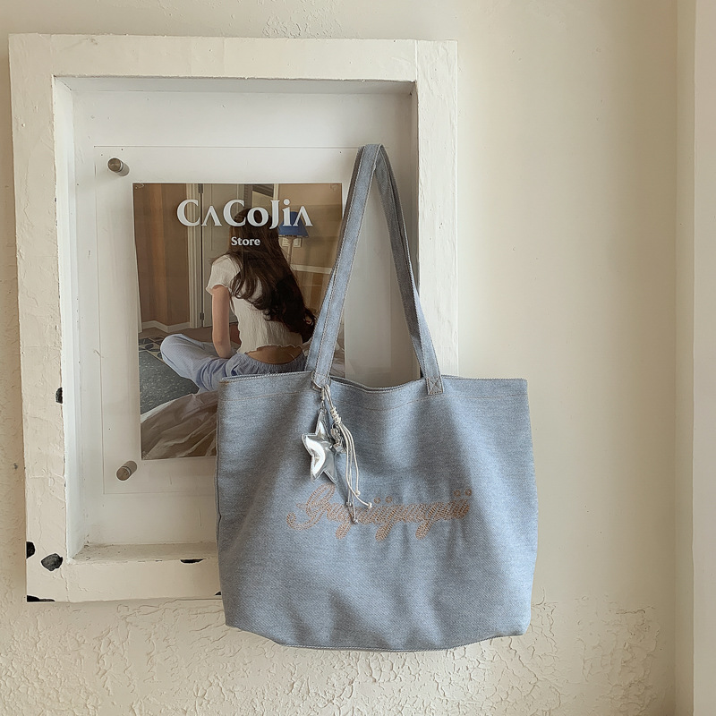 Bolsas de jeans de gran capacidad para mujeres 2026 verano nuevo estilo coreano bolsas de compras de moda viaje ocio bolsas de hombro