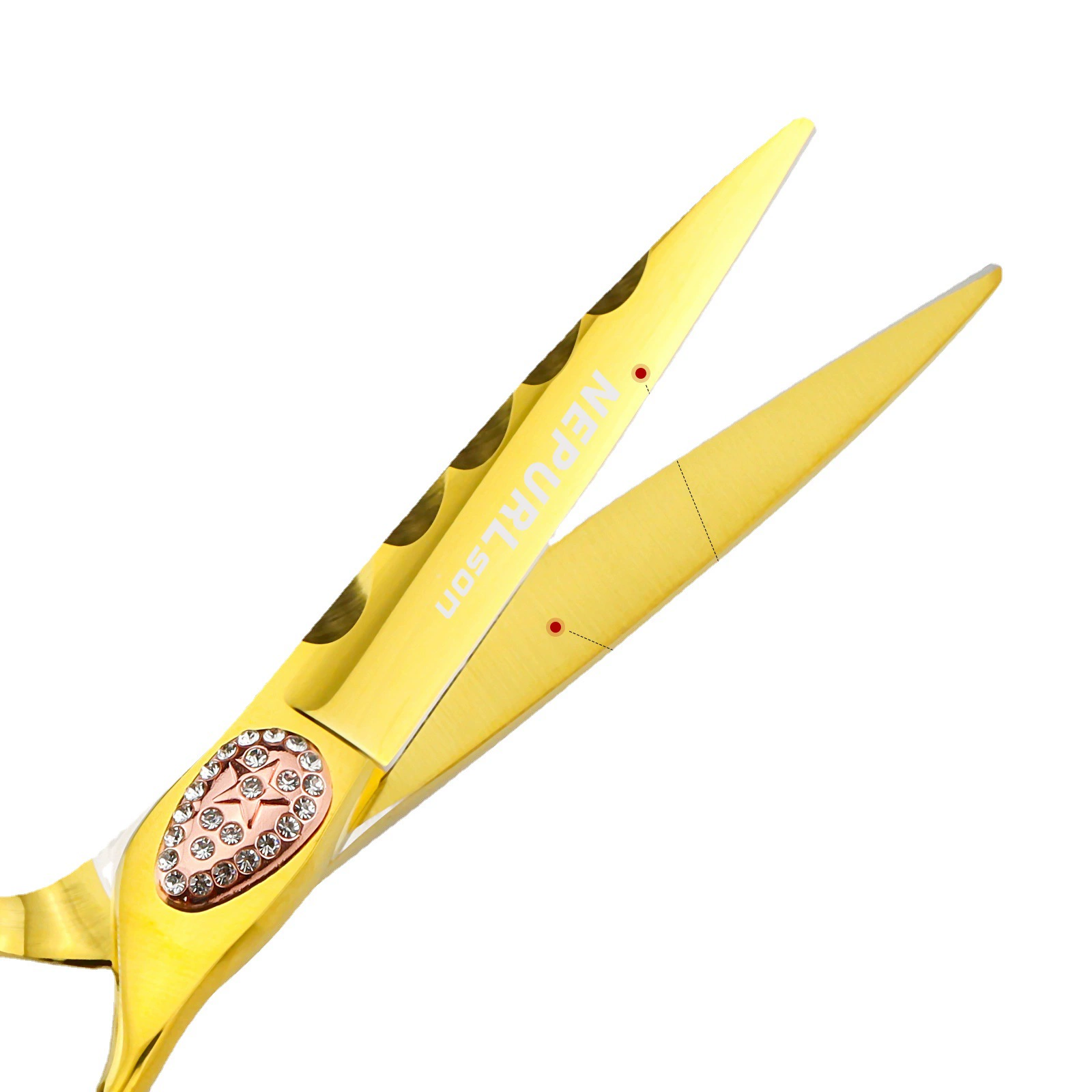 Бритвенные ножницы 6,0 дюйма Napson Golden Crow Heart Flat Cut Hairdressing Straight Cut Teeth Scissors Gold
