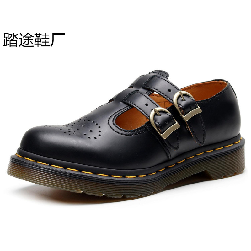 跨境玛丽珍鞋8065真皮低帮小皮鞋女款百搭英伦风时尚学生休闲鞋子