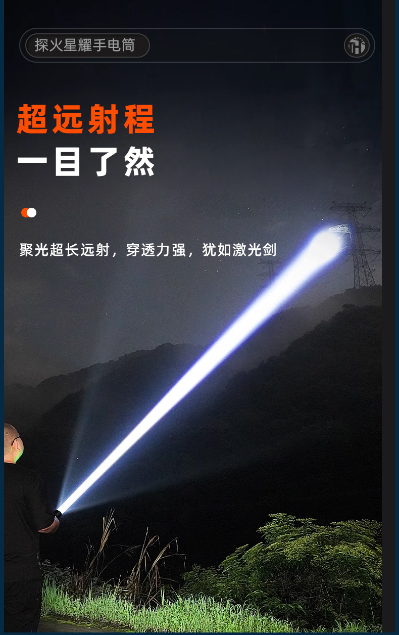 Aluminum Alloy Flashlight, Outdoor Strong Light, Multi-Function, Flash-Flash Lithium Battery, Ultra-Long Range, Ultra-Bright, Portable, Small Tactical Flashlight