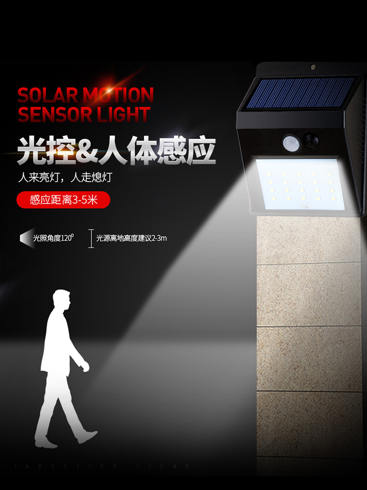 PK7J感應小夜燈智能人體自動聲控太陽能家用室外過道樓道無線戶外
