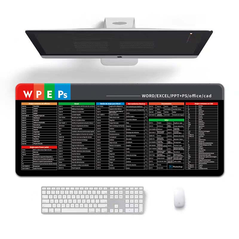 跨境批发热销英文快捷键多国语言定制耐脏鼠标垫办公桌垫MousePad|undefined
