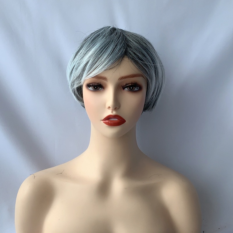 アマゾンクロスボーダーショートヘア中高年用ヘッドセットおばあちゃんかつら化繊ヘッドセット安定工場卸売り|undefined