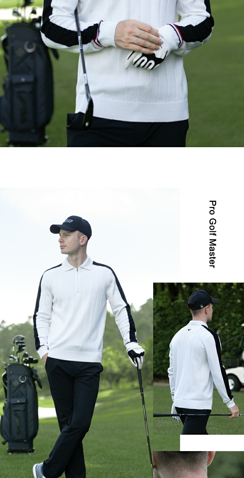 Áo len golf nam PGM sọc kẻ chống gió ấm áp — YF755-Áo len xanh hải quân [Thiết kế len sọc/màu tương phản], YF755-Áo len trắng [Thiết kế len sọc/màu tương phản], YF755-Áo len xám mặt trăng [Thiết kế len sọc/màu tương phản] chi tiết 10