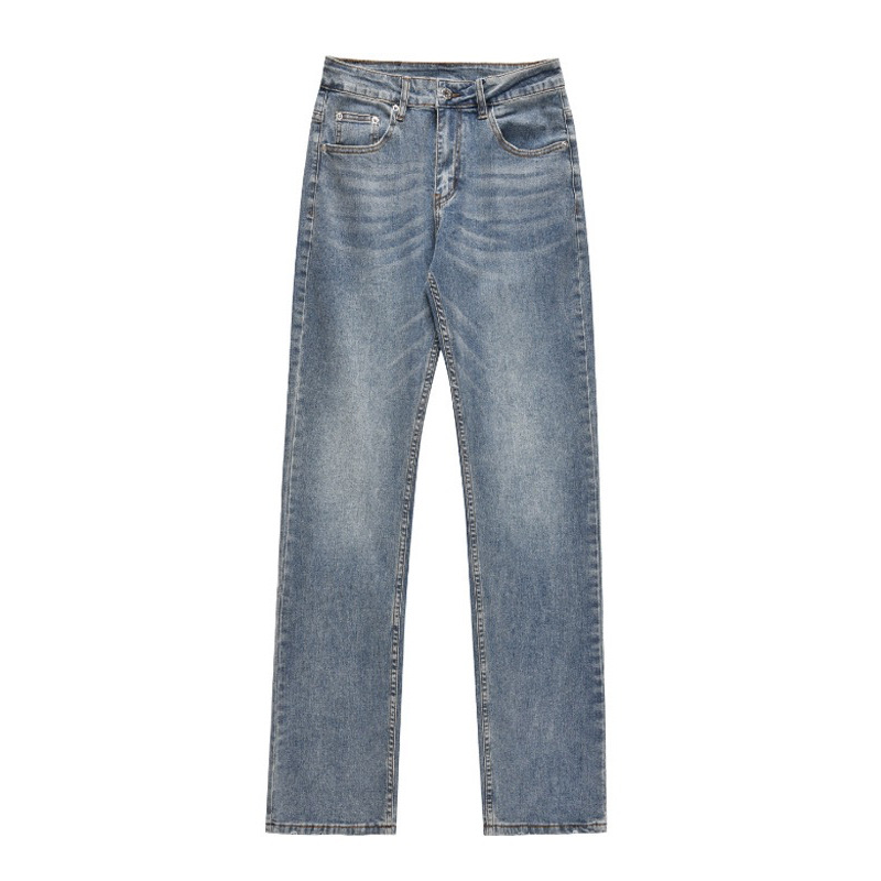 Men's Light Blue Distressed Flared Jeans High Street Loose Straight Fit Casual Cleanfit Style_voghion.com
