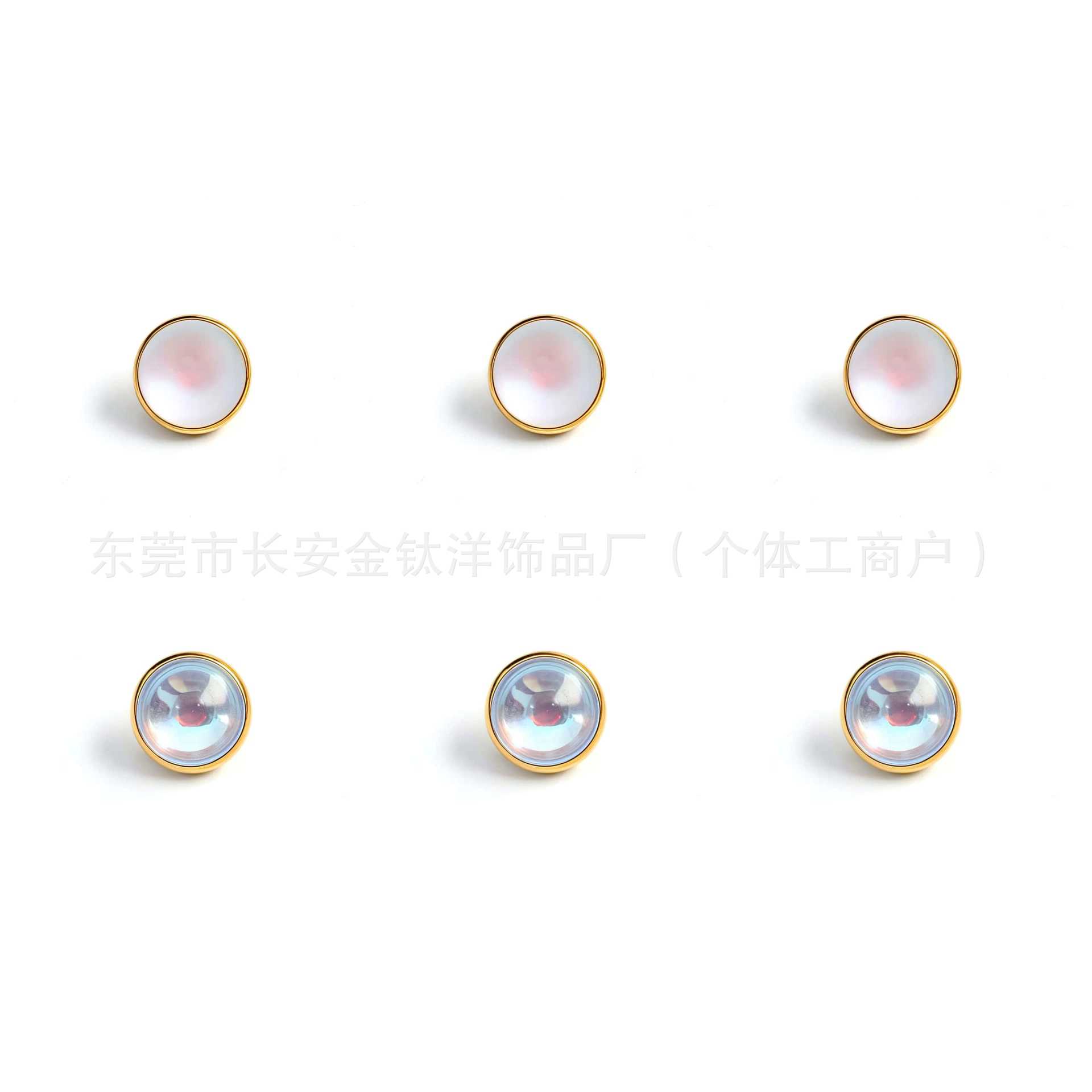 F136 Titanium 18K Gold-Plated Frosted Moonlight Opal Lip Stud Tongue Stud Ear Stud G23 Titanium Alloy Piercing Jewelry detail image 8