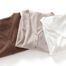 天丝开衫夏女大码薄款防晒纯色小外搭空调衫V领宽松中袖针织外套