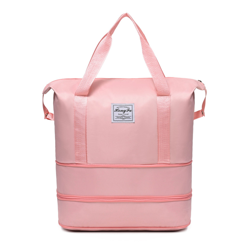 Travel Bag Large Capacity Double-Layer Expansion Portable Short-Distance Luggage Bag Roller Dry and Wet Separation Fitness Accommodation Storage Bag