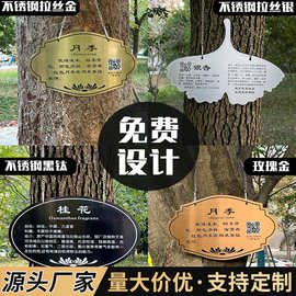 不锈钢植物挂牌公园爱护花草树牌植树节花卉绿植信息介绍装饰吊牌