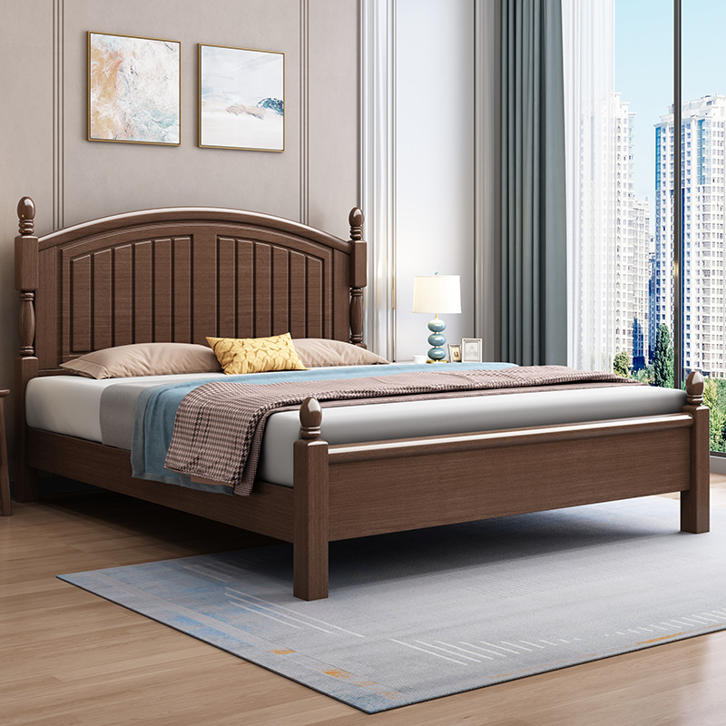 Solid wood bed 1.5m single bed master bedroom economical Chinese beech 1.8m double rental room storage bed direct sale
