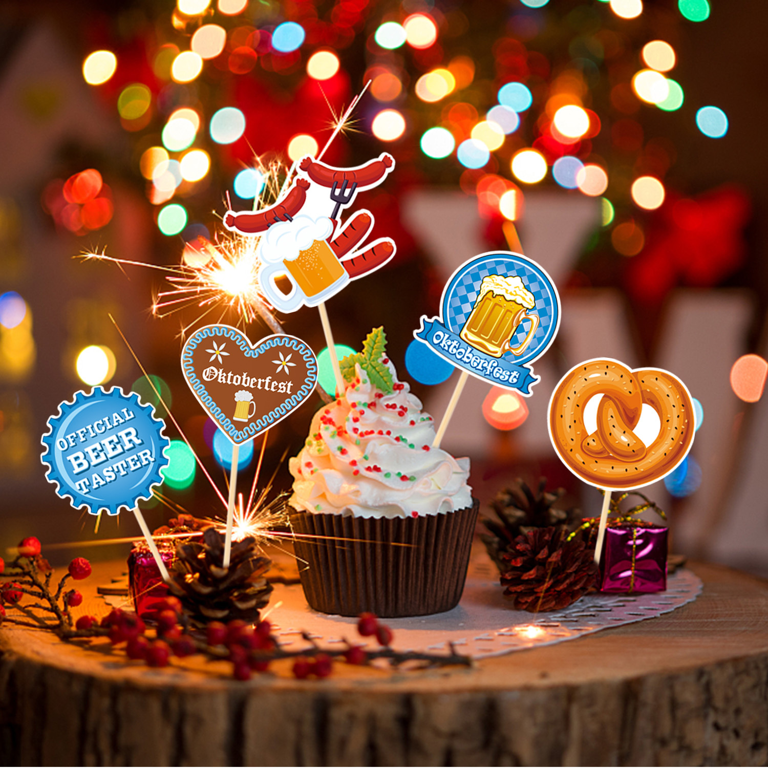 Transfronterizos Oktoberfest Decoración de pastel Plug-in Oktoberfest Dessert Decoración de pastel Plug-in