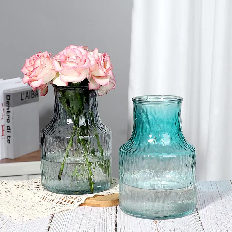 En línea de la celebridad del glaciar florero decoración de cristal de la vendimia al por mayor flores de bambú rica combinación hidropónica florero de cristal Nórdico