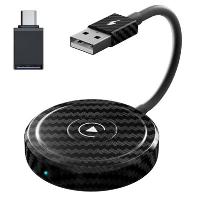 Cross-Border Android Apple Auto Box Car Navigation Carplay Original Car Wired/Wireless Adapter Cable (Simsiz CarPlay və Android Auto) - carbon-fiber-ios-round