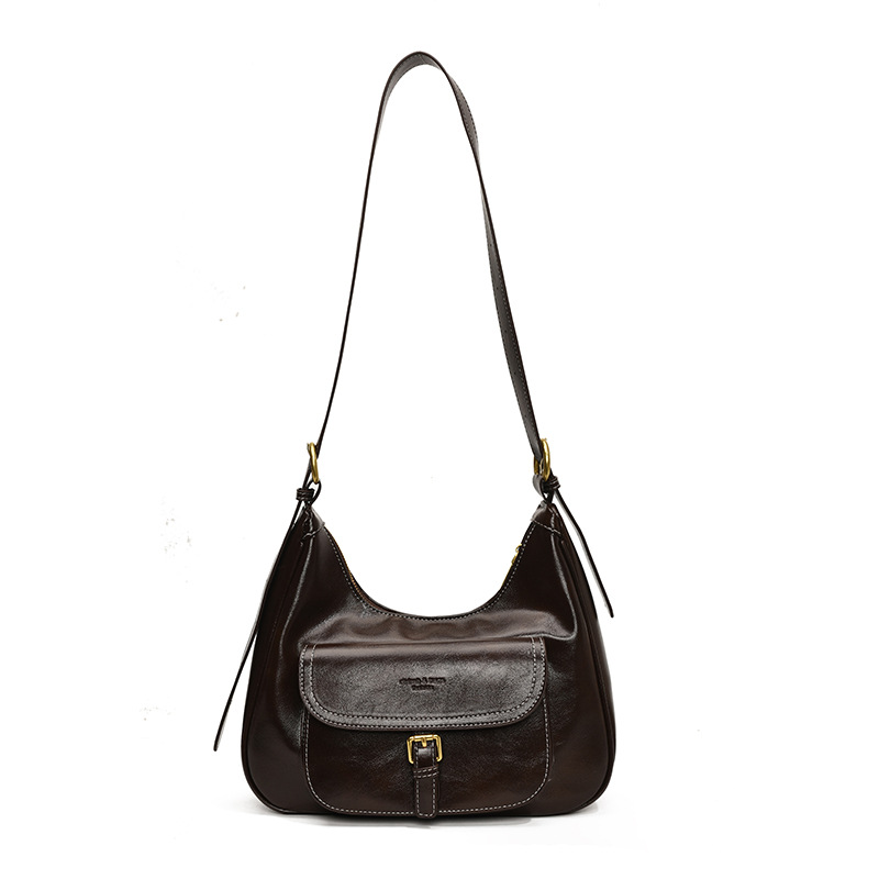 Bolsos retro de piel de cera de alta sensibilidad, bolsas de mujer 2025, nuevo otoño y invierno, bolsas de hombro y brazo.