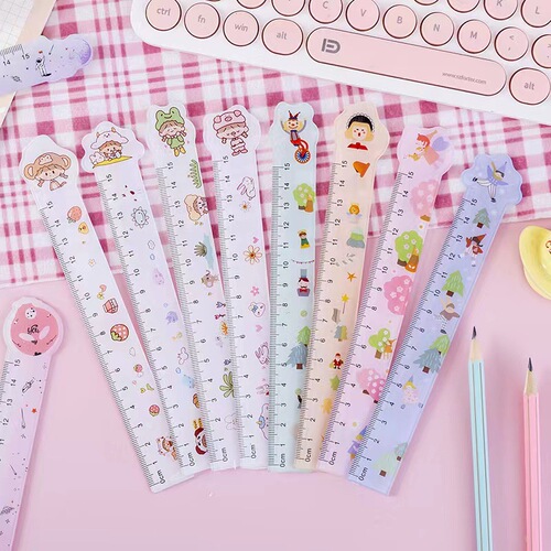 Ruler for primary school students with scale children's gift for men and women cute transparent plastic ruler 15cm