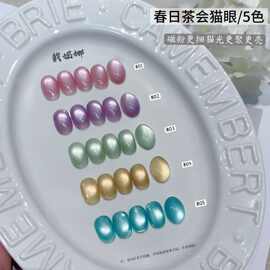 2026春夏新品流行显白5色清透玻璃珠猫眼胶甲油胶套装美甲店专用