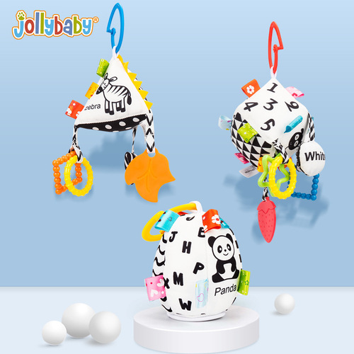 jollybaby baby fabric teether rattle car hanging bed hanging black and white geometric shape building blocks 0 years old early education toys