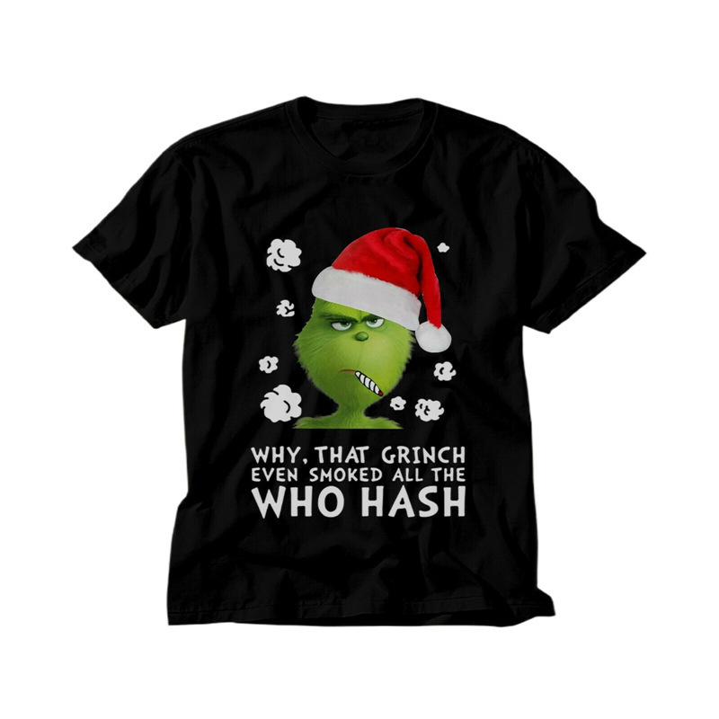 Green Hair Strange Clothes Christmas T-Shirt Christmas Short Sleeve 2024 Christmas Christmas Grinch Short Sleeve