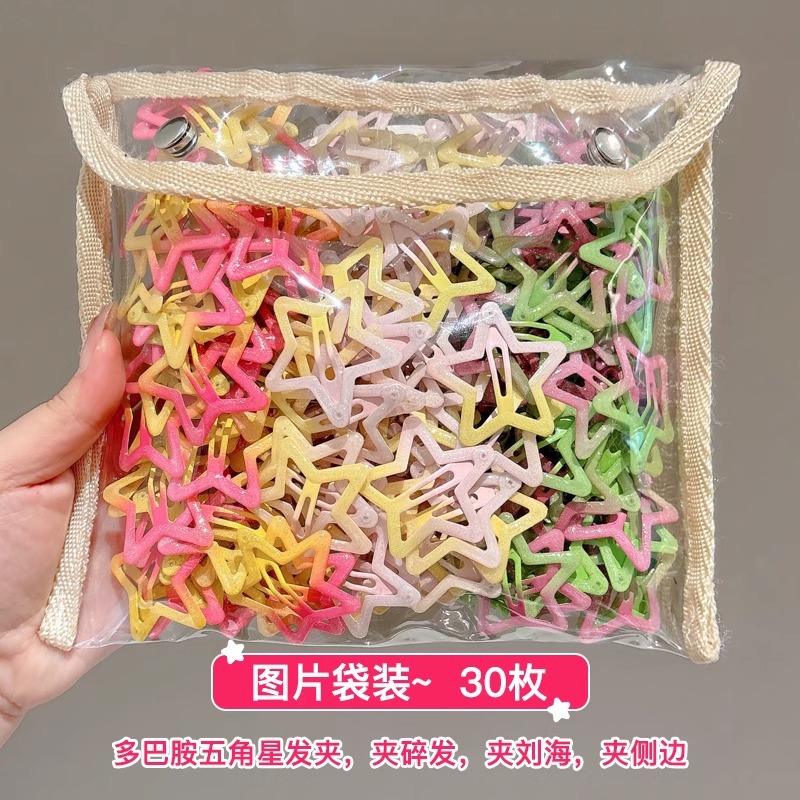 Bonitos niños de color estrellas clips de cabello dopamina pinzas de pingueñas toque de cabello de niñas pentagramas clips de cabello rotos bb clips