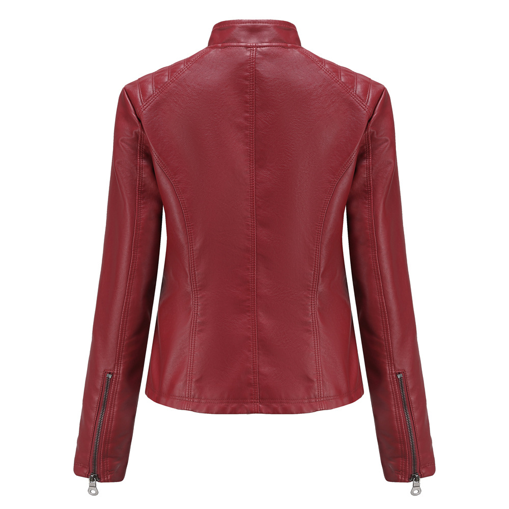 wholesale women s clothing Nihaostyles casual leather stand-up collar jacket  NSNXH67418