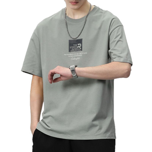 Men's Pure Cotton Ice Silk Short Sleeve T-Shirt 2025 Loose Fit Men's Fashion Brand Summer T-Shirt