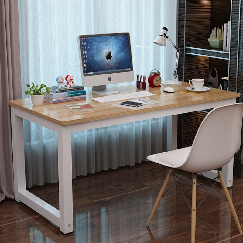 9W Computer Table Home Desktop Economical Single and Double Writing Table Steel Wooden Table Long Table 90cm Large Desktop Learning