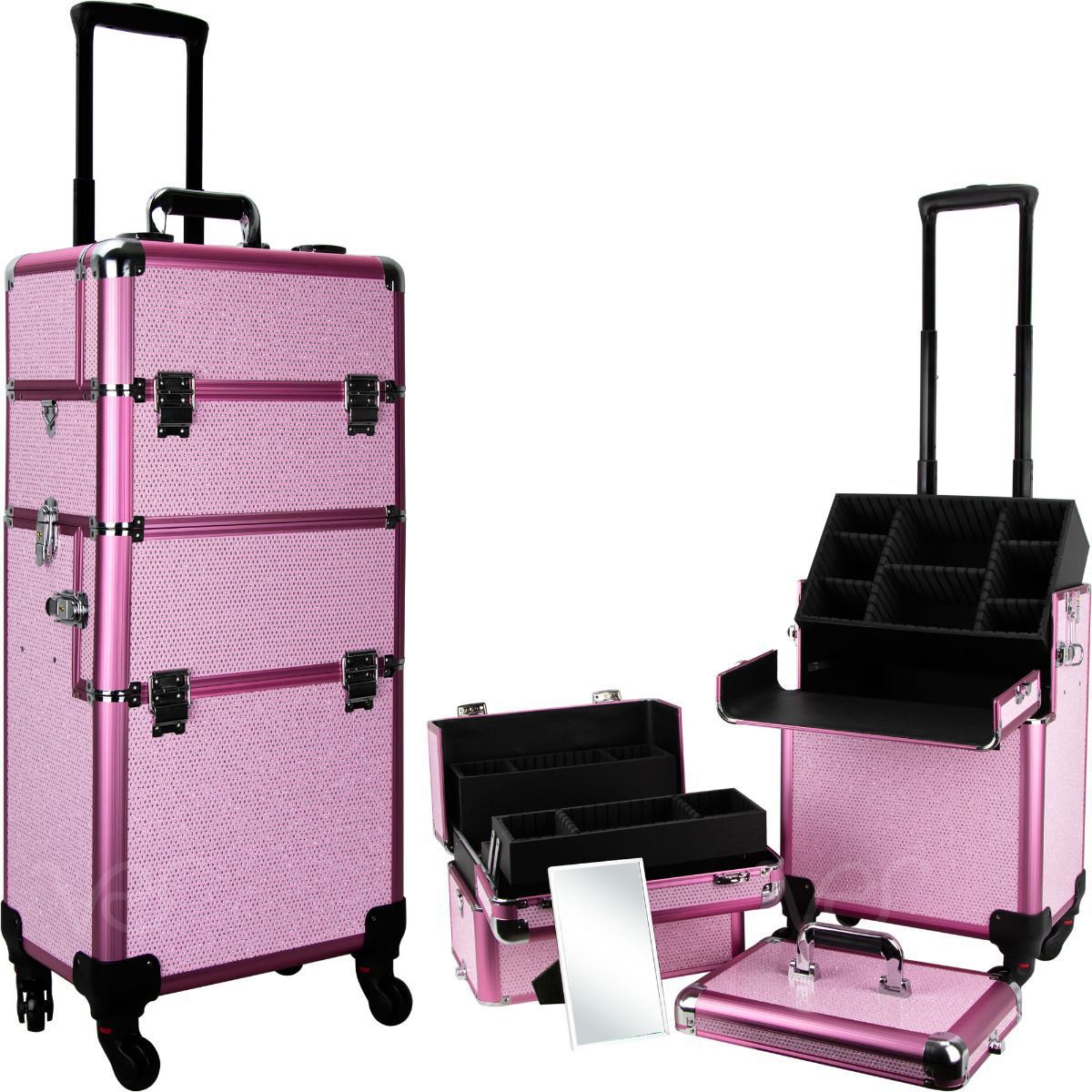 Maletín de Maquillaje con Ruedas ABS Con Ruedas, Con Cerradura para Maquillaje y Manicura