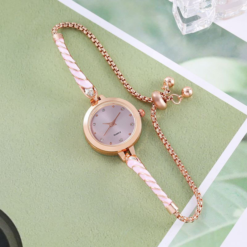 Nueva mujer estudiante estilo coreano elegante cordón diseño pequeño redondo simple moda elegante perezoso pulsera reloj femenino