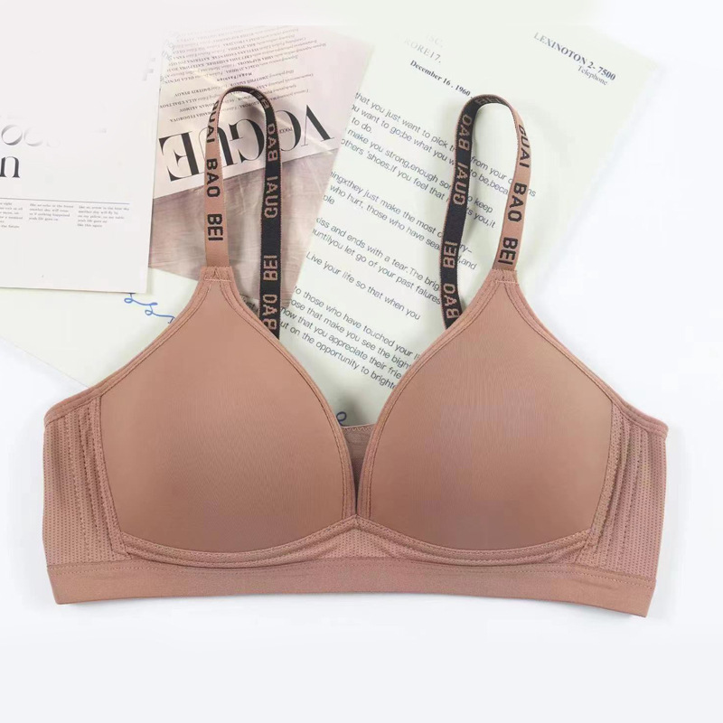 Ropa interior de mujer nueva reunión sin anillo de acero sujetador molde de taza soporte ventilado simple ajustable sujetador de mujer sin marcas