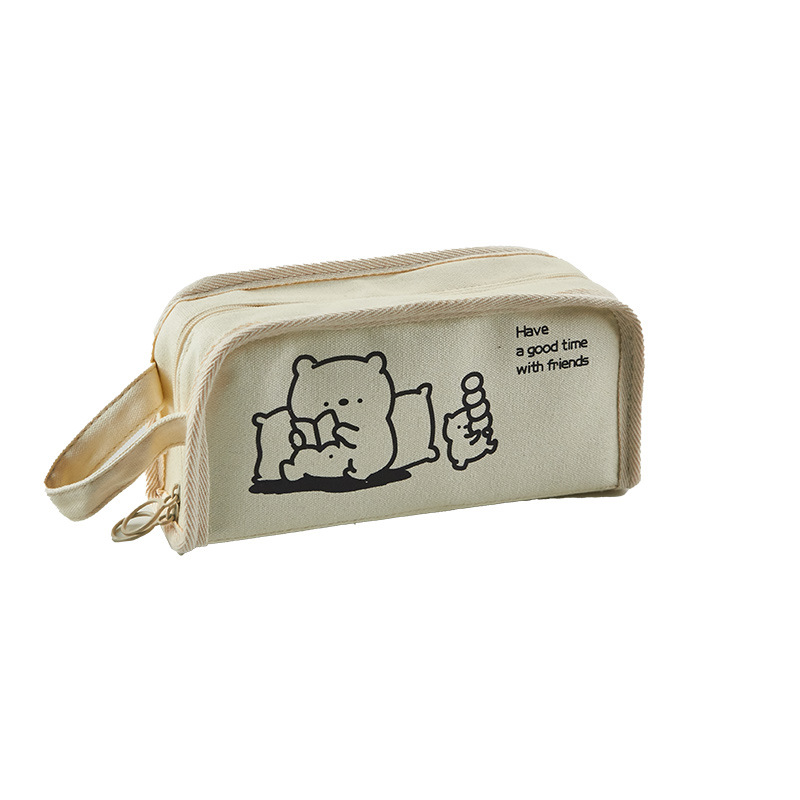 Cute bolsas de lienzo para estudiantes de primaria simple gran capacidad bolsas de papelería caja de lápiz de escuela secundaria femenina ins viento alto valor facial
