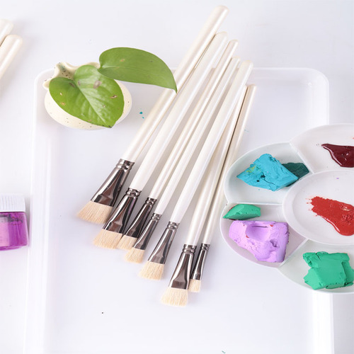 Wholesale acrylic paint brushes, wool watercolor brushes, flat paint brushes, large size daubing brushes, student painting set, beginner brushes