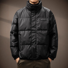 高端美式90白鸭绒皮衣羽绒服男冬季新款宽松大码立领保暖休闲外套