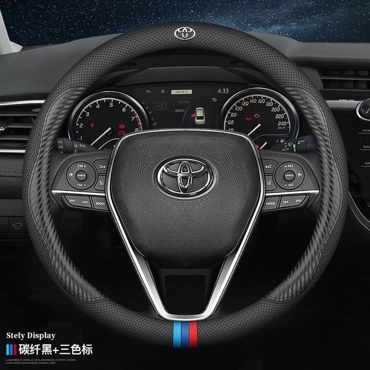 Suitable for Toyota Corolla, RAV4, Camry, Hilux, Avalon, and Highlander steering wheels, made of genuine leather