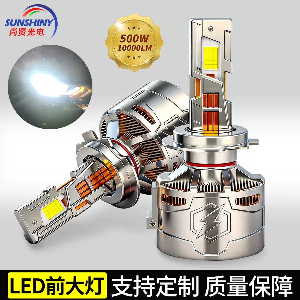 尚贤新款汽车led大灯H7三铜管高亮度汽车灯泡远近一体汽车前照灯